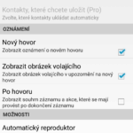 Možnosti nastavení aplikace Automatic Call Recorder