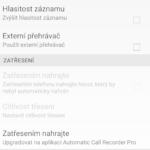 Možnosti nastavení aplikace Automatic Call Recorder