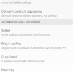 Možnosti nastavení aplikace Automatic Call Recorder