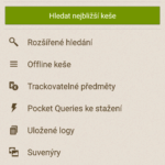 Geocaching - hlavní obrazovka