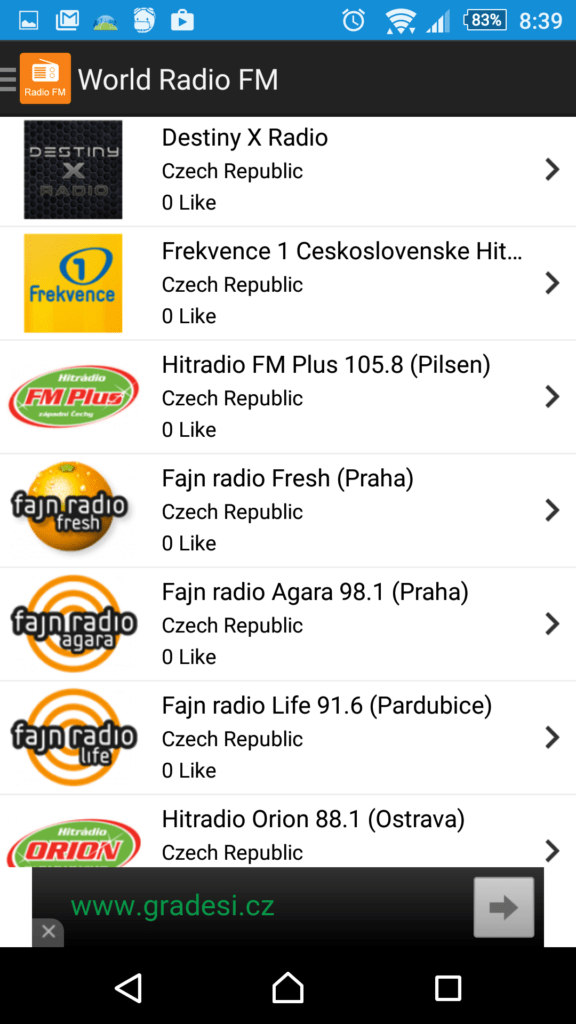 Dostupné české stanice