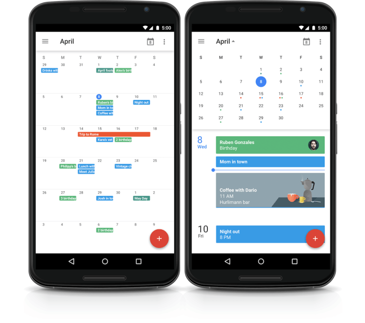 Google vrací do své aplikace Kalendář pro Android měsíční pohled