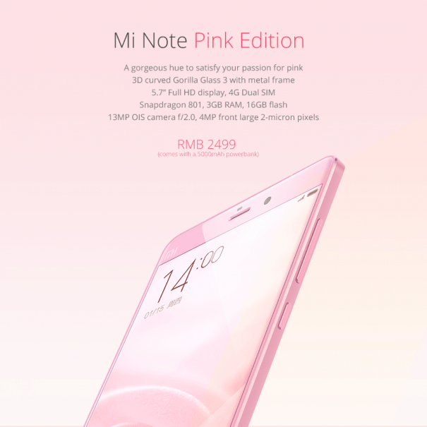 xiaomi mi note růžová xiaomi mi note růžová