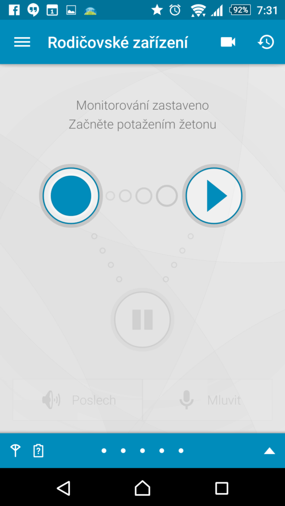 Monitorování je zastaveno