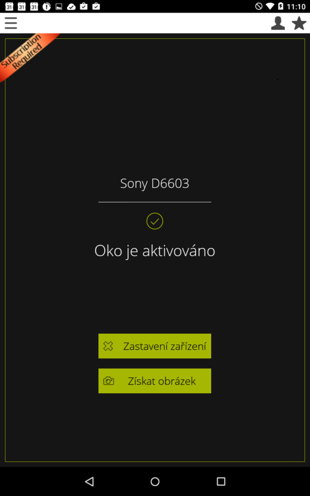 Zastavení a pořízení obrázku