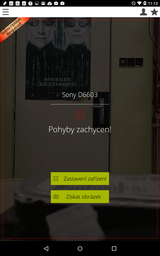 Informace o zachycení pohybu