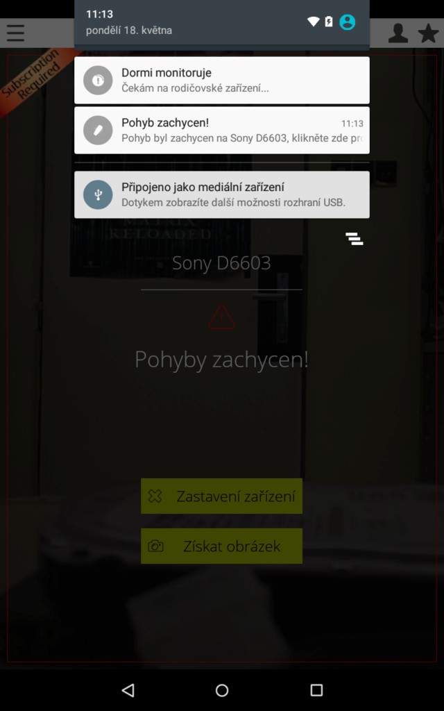 Informace o zachycení pohybu
