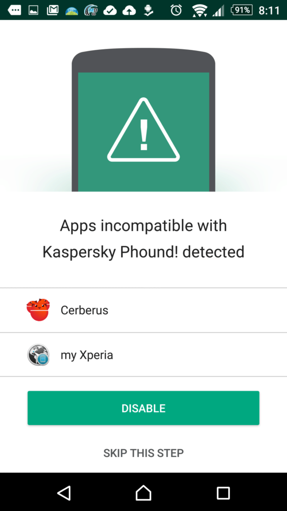 Upozornění na nekompatibilitu