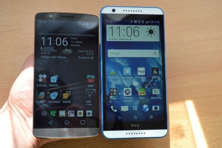 HTC Desire 820 po boku LG G3