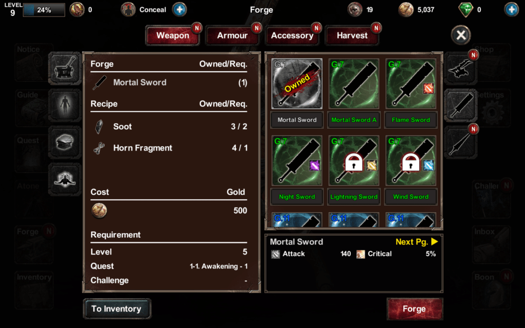 Ire Blood Memory obchod a upgrady 1