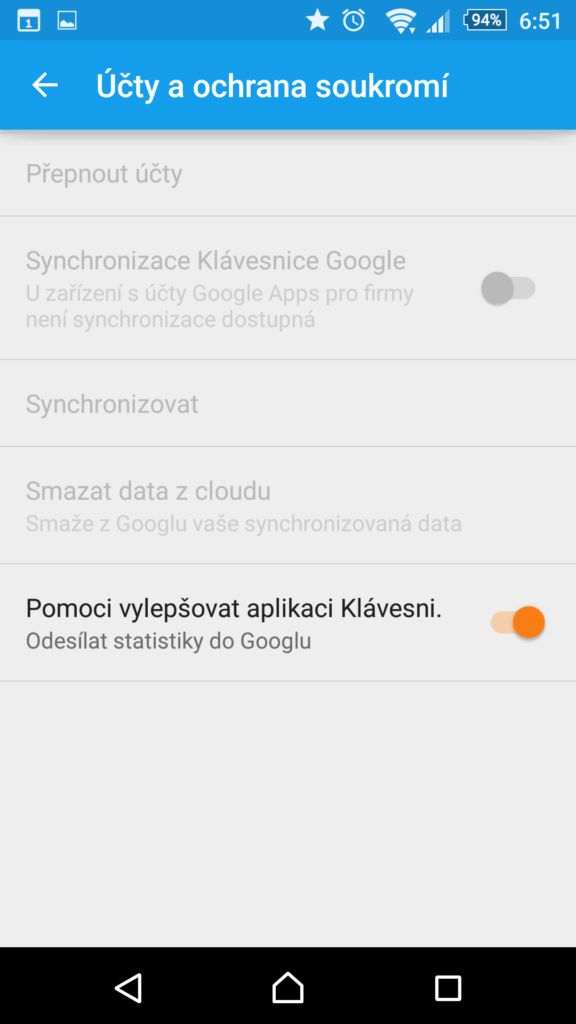 Synchronizace Klávesnice Google
