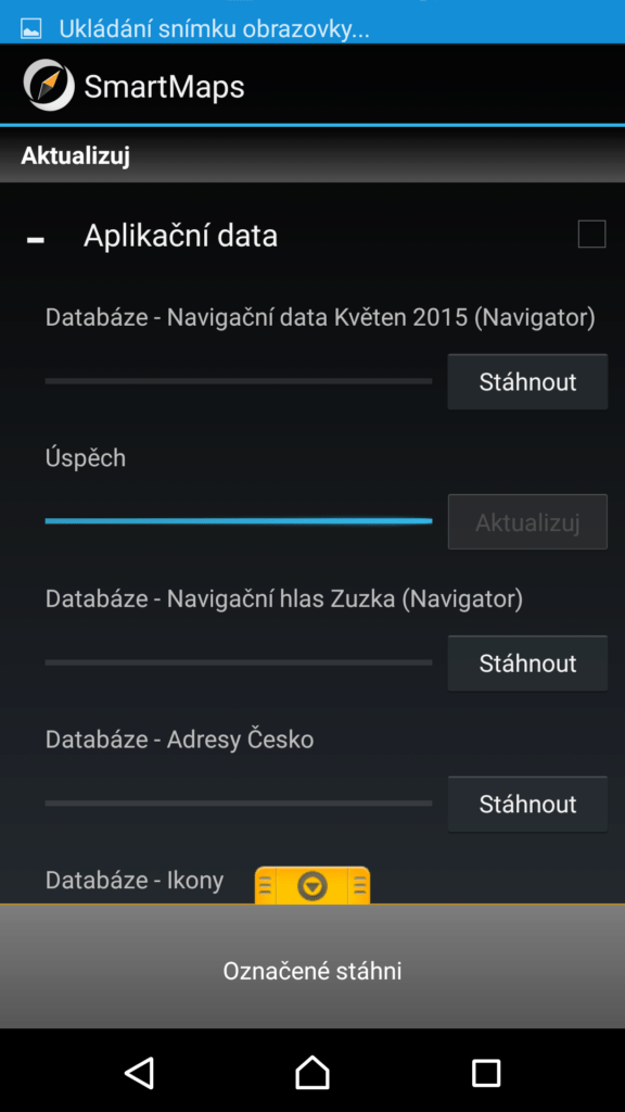 Stahování aplikačních dat a mapových podkladů