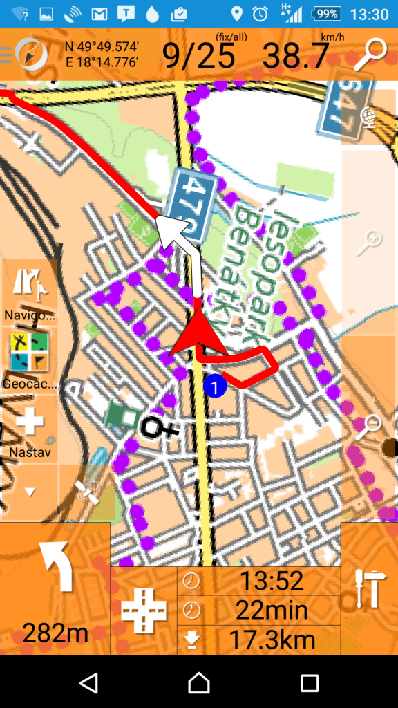 Aplikace v režimu navigace