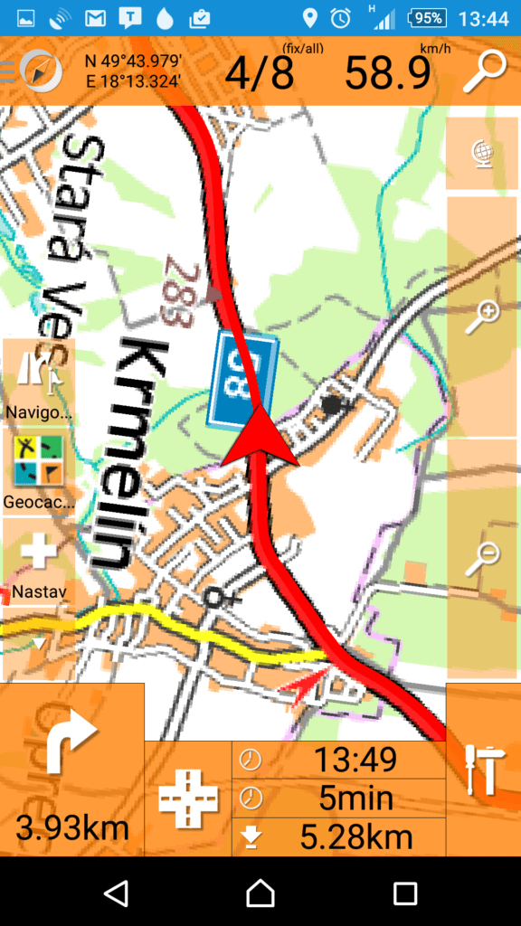 Aplikace v režimu navigace