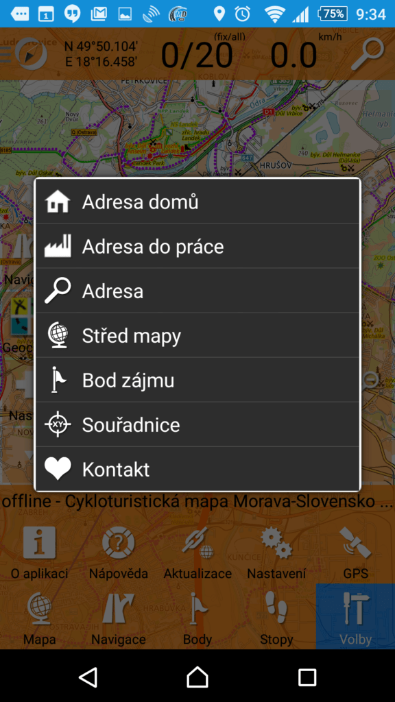 Možnosti navigace