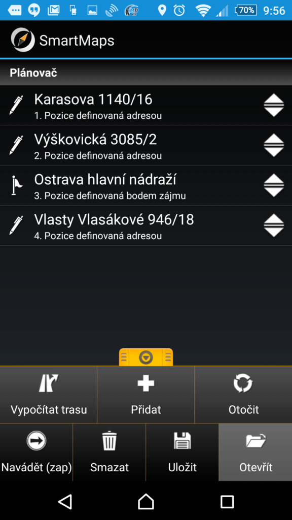 Nechybí navigace přes více bodů