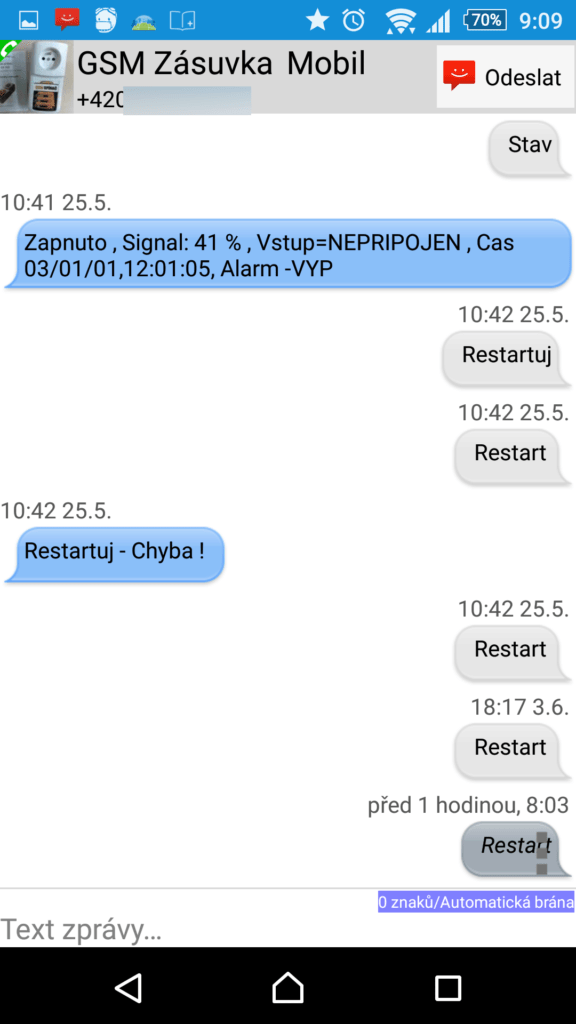 Konverzace je prezentována formou bublin