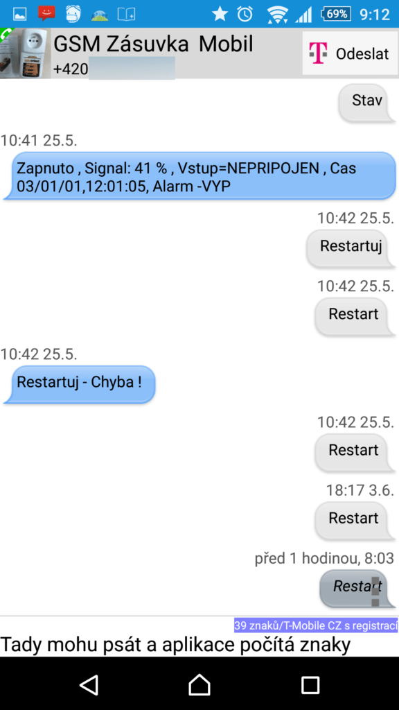 Odeslání textové zprávy