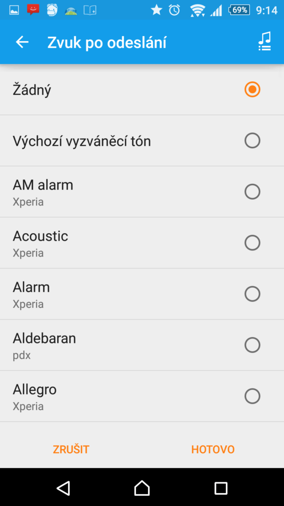 Nastavení odesílání
