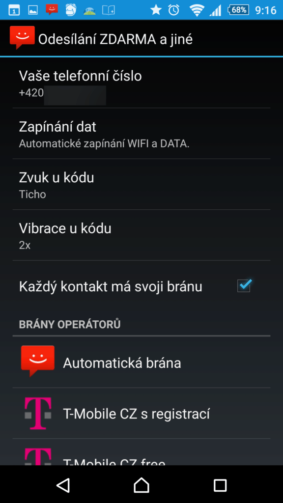 Nastavení odesílání skrze brány