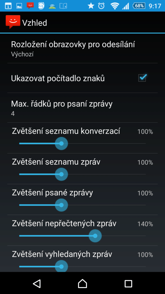 Nastavení vzhledu aplikace