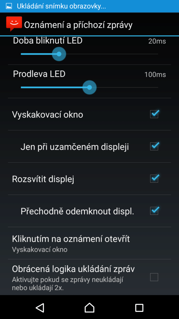 Nastavení oznámení příchozí zprávy