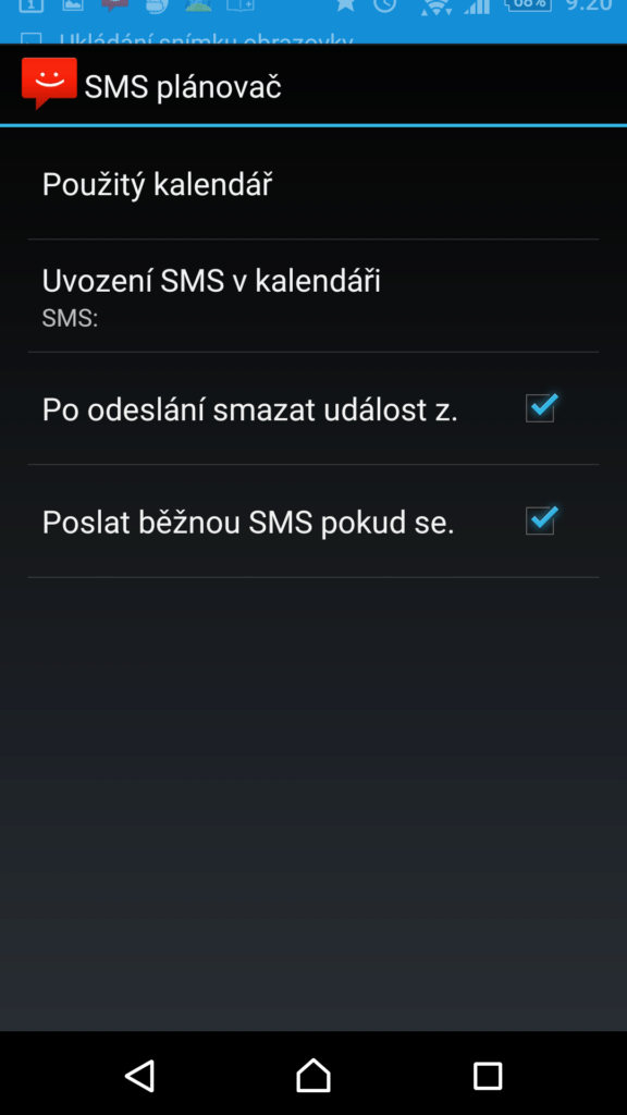 Nastavení SMS plánovače