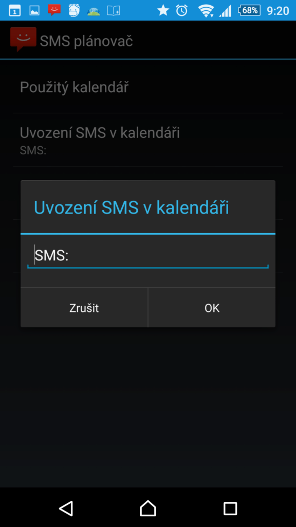 Nastavení SMS plánovače
