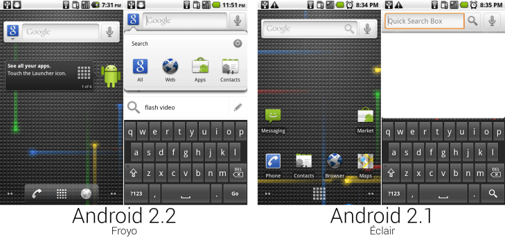 Porovnání Androidu 2.1 a 2.2