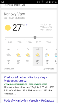 Google předpověď počasí