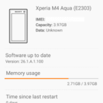 V Xperii M4 Aqua je méně než 1,3 GB využitelného místa