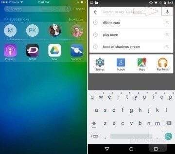 iOS 9 vs Android hlasové vyhledávání
