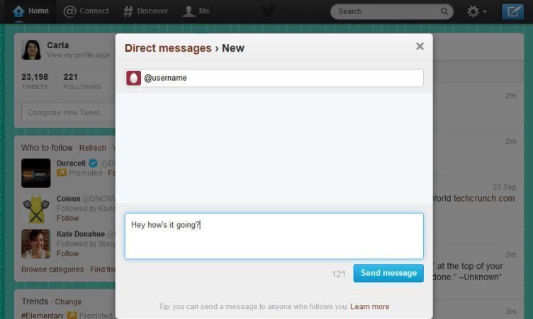 twitter direcet message twitter direcet message