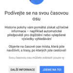 Časová osa v nové verzi Map Google