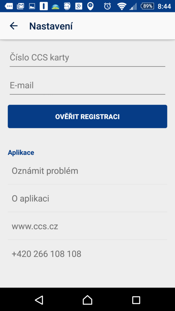 Nastavení aplikace