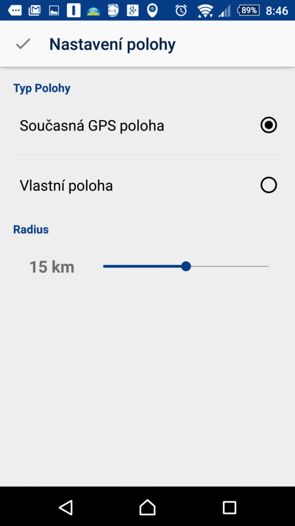 Zadání polohy