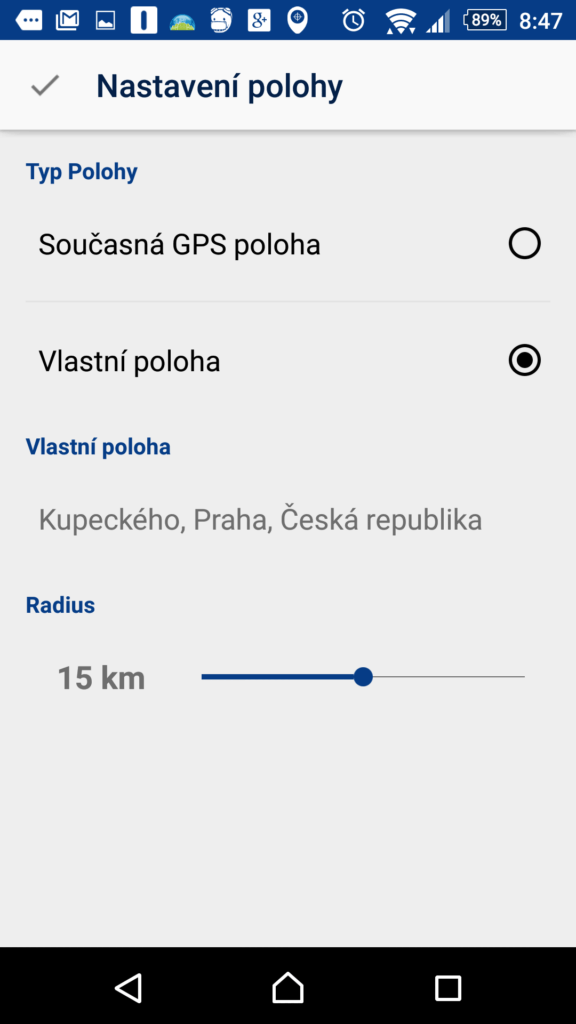 Zadání polohy