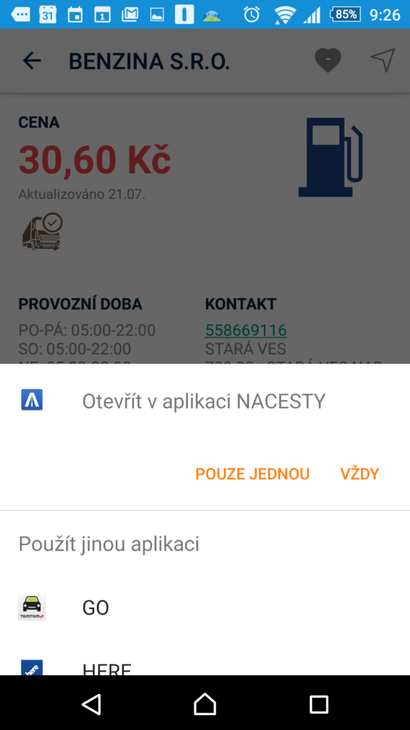 Navigace na čerpací stanici
