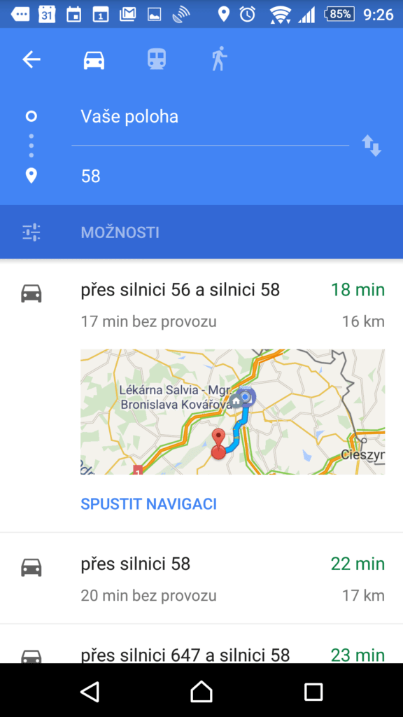 Navigace na čerpací stanici
