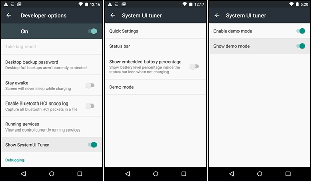 Android M nabízí přepnutí do tzv. demo režimu