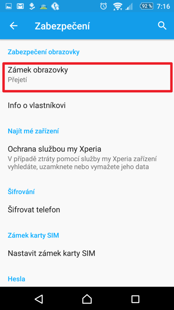 Zámek obrazovky