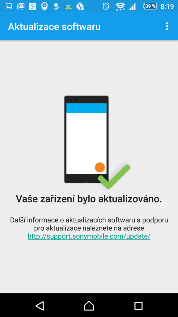 Sekce Aktualizace softwaru