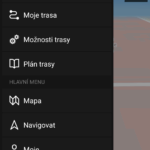 Postranní nabídka během navigace