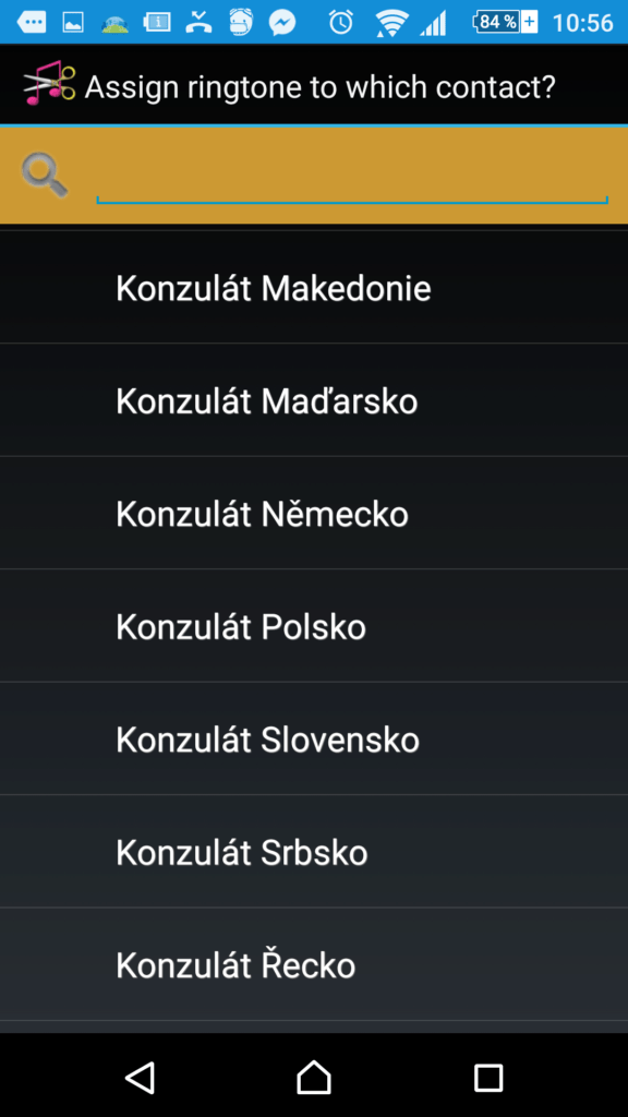 Nastavení vyzvánění kontaktu