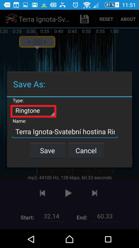 Výběr typu