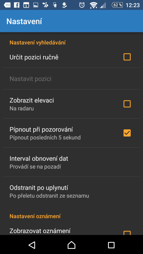 Možnosti nastavení aplikace