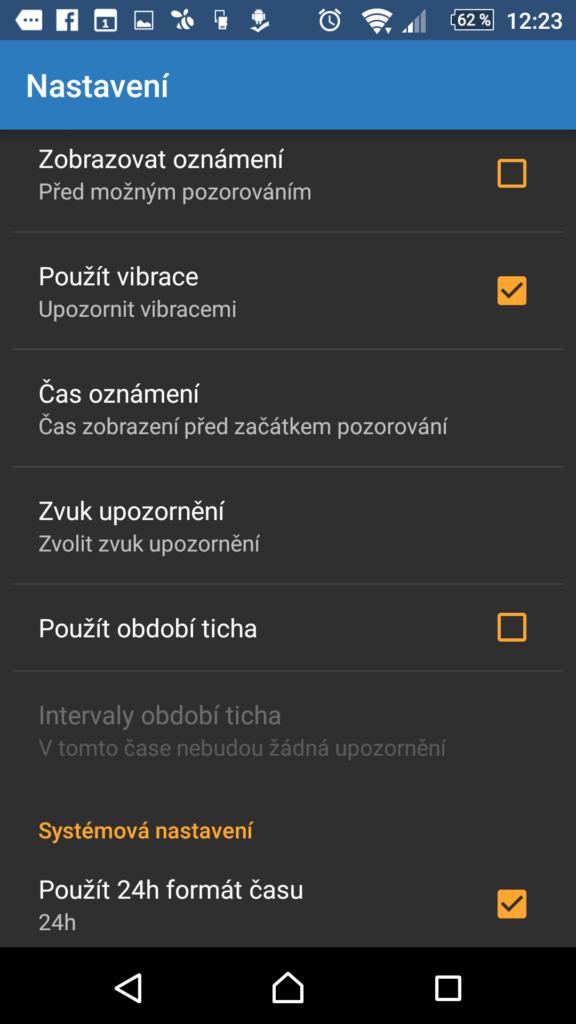 Možnosti nastavení aplikace