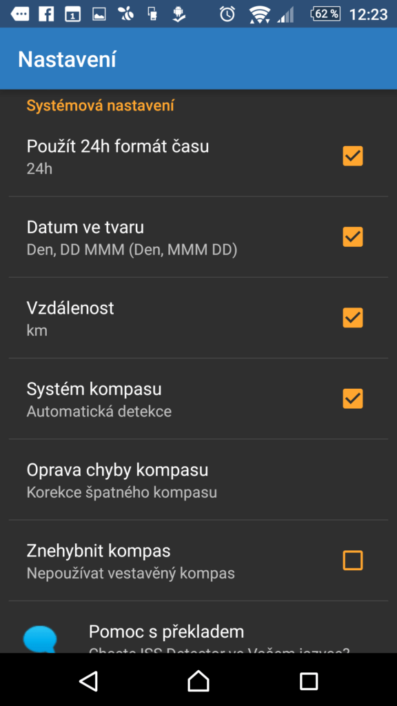 Možnosti nastavení aplikace