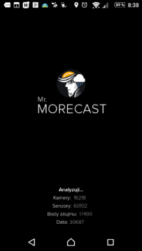 Zaváděcí obrazovka aplikace MORECAST