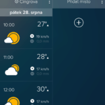 Porovnání předpovědi počasí na dvou místech